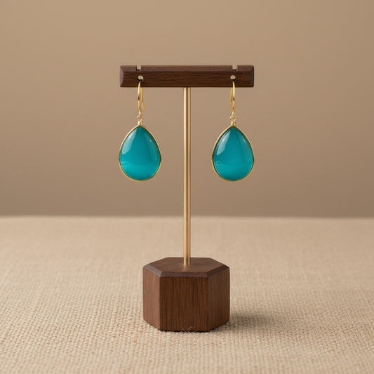 Trendy Gold Plated Drop Stone Dangler Earrings