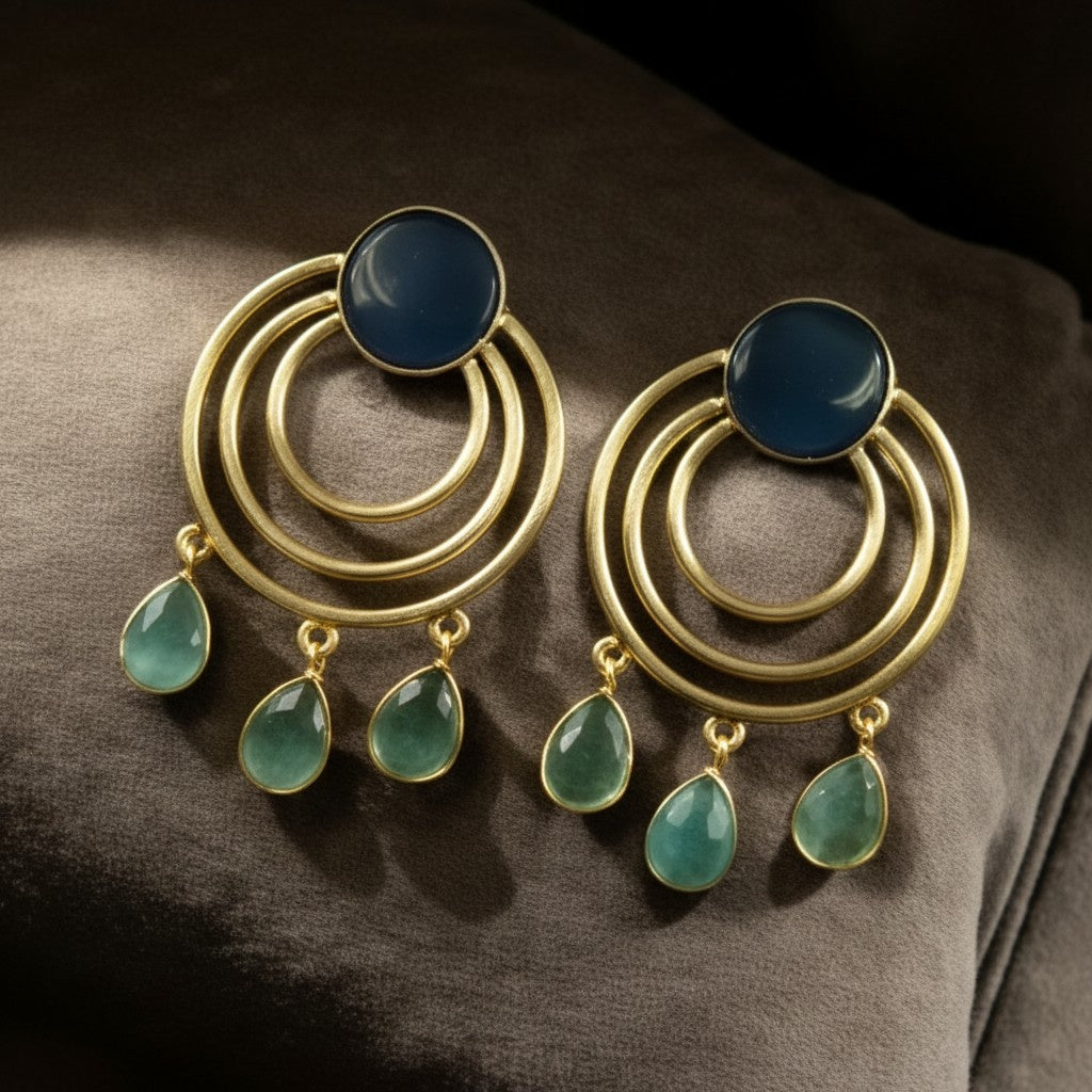 Gold Plated Round Dangler Drop Earrings for Women