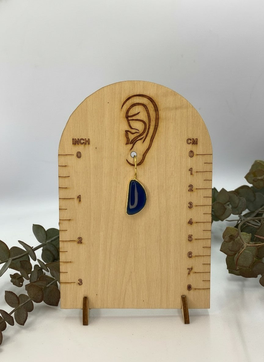 Gold Plated Half Circle Hook Earrings with Monalisa Stone for Women