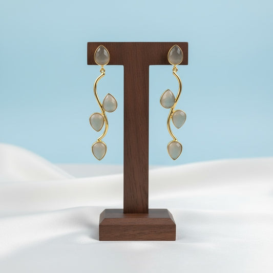 Trendy Gold Plated Dangler Earrings with Monalisa stones for Women