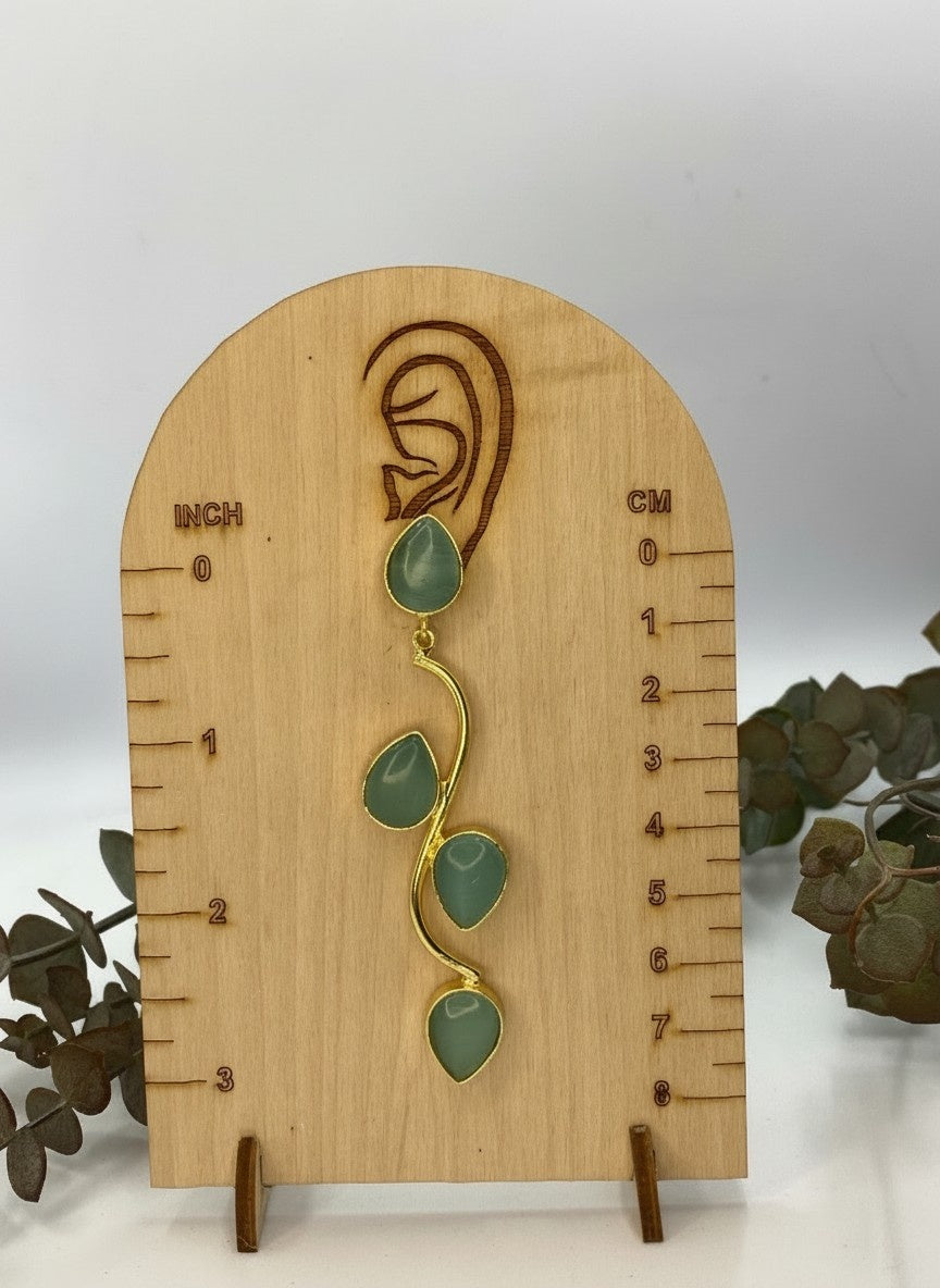 Trendy Gold Plated Dangler Earrings with Monalisa stones for Women