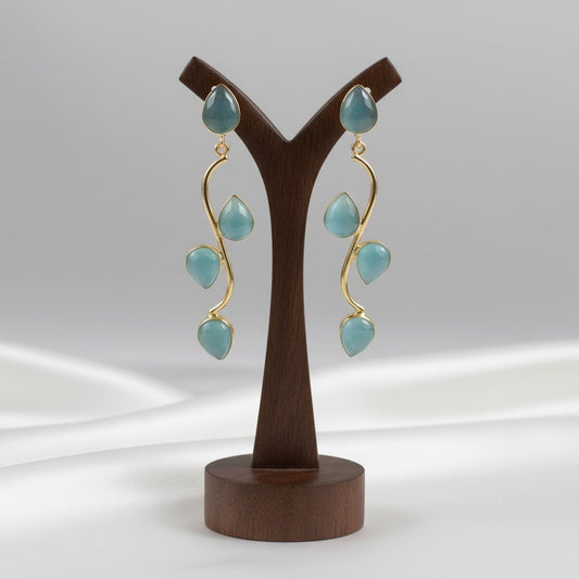 Trendy Gold Plated Dangler Earrings with Monalisa Stones for Women