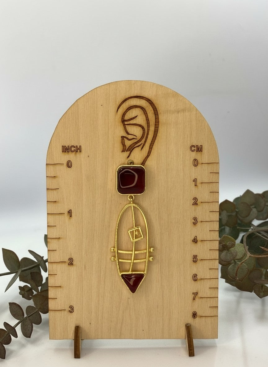 Gold plated Monalisa Stone Dangler Earrings for Women