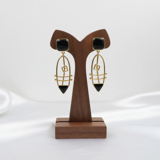 Gold plated Monalisa Stone Dangler Earrings for Women