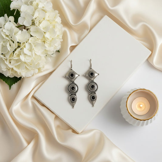 Oxidized Silver Dangler Earrings for Women