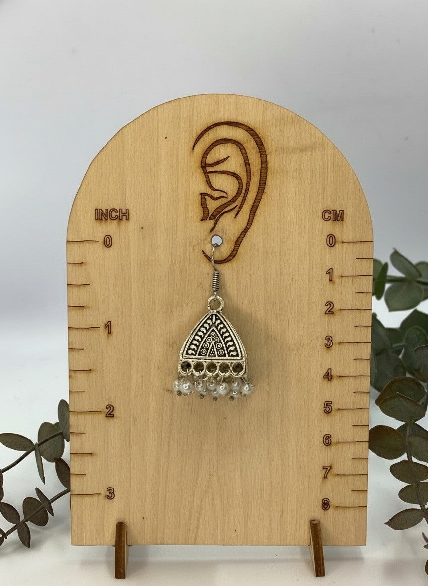 Pyramid Shape German Silver Oxidized Dangler Earrings