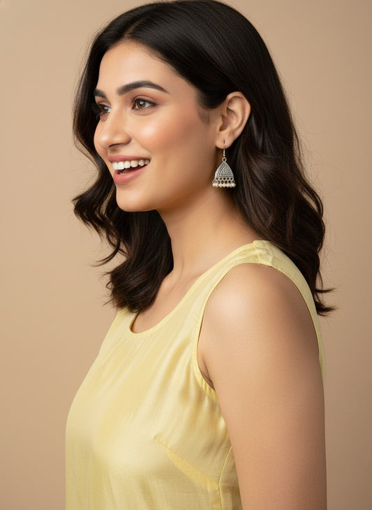 Pyramid Shape German Silver Oxidized Dangler Earrings