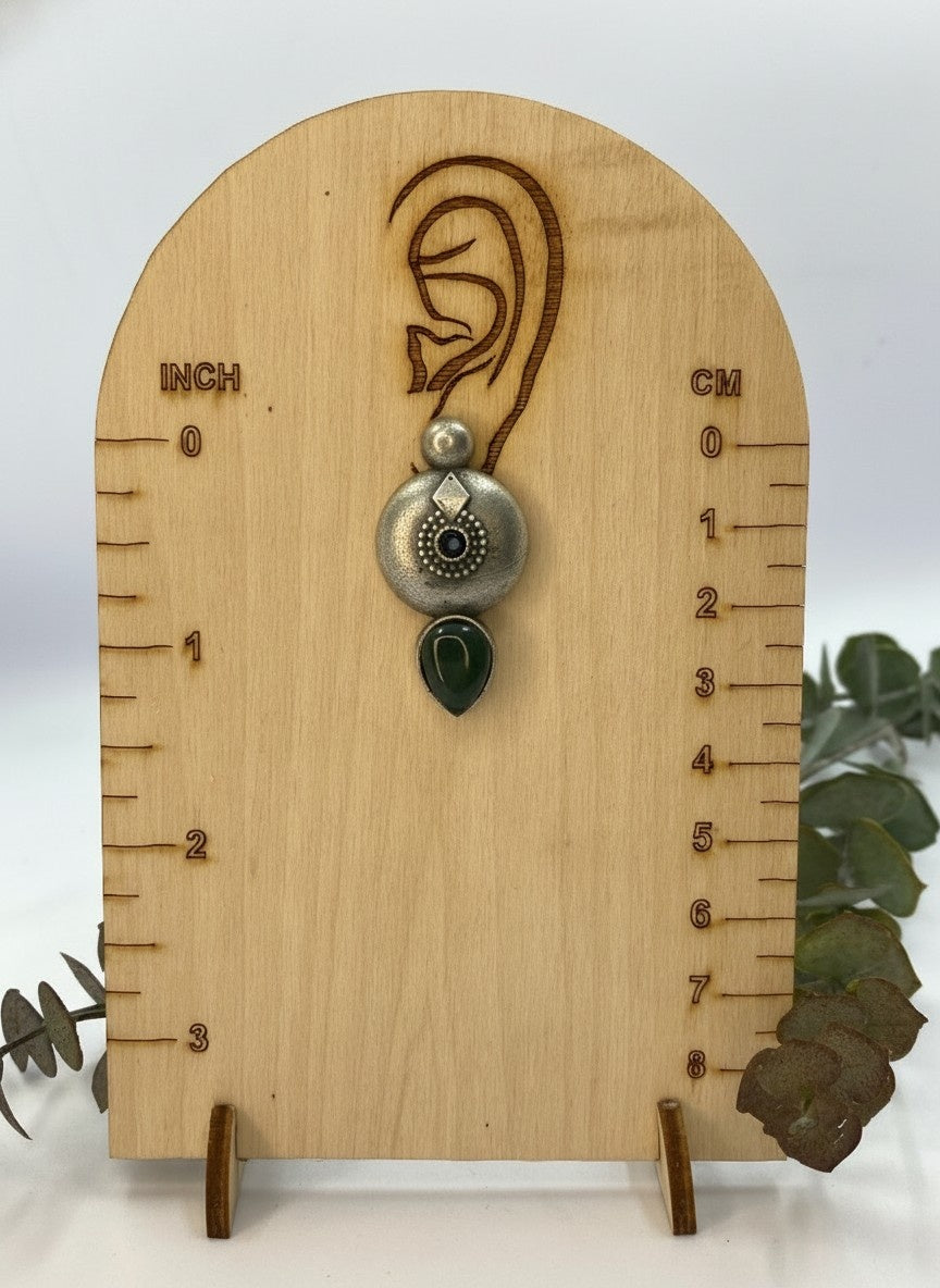 Silver Oxidized Antique Circle Stud Earrings with Stone Detailing