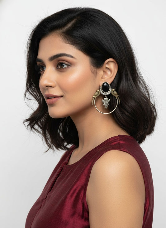 Silver Plated Two-Tone Parrot Earrings for Women