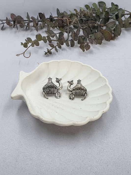 Handcrafted Silver Oxidized Camel Motif Earrings for Women – Ethnic Wear