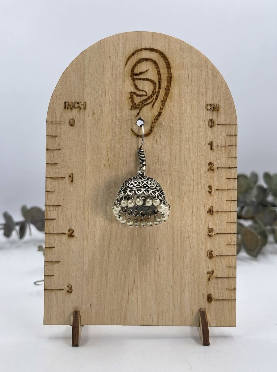 Handcrafted Silver Oxidized Dome Jhumka Earrings with Pearl Drops for Women – Ethnic Wear