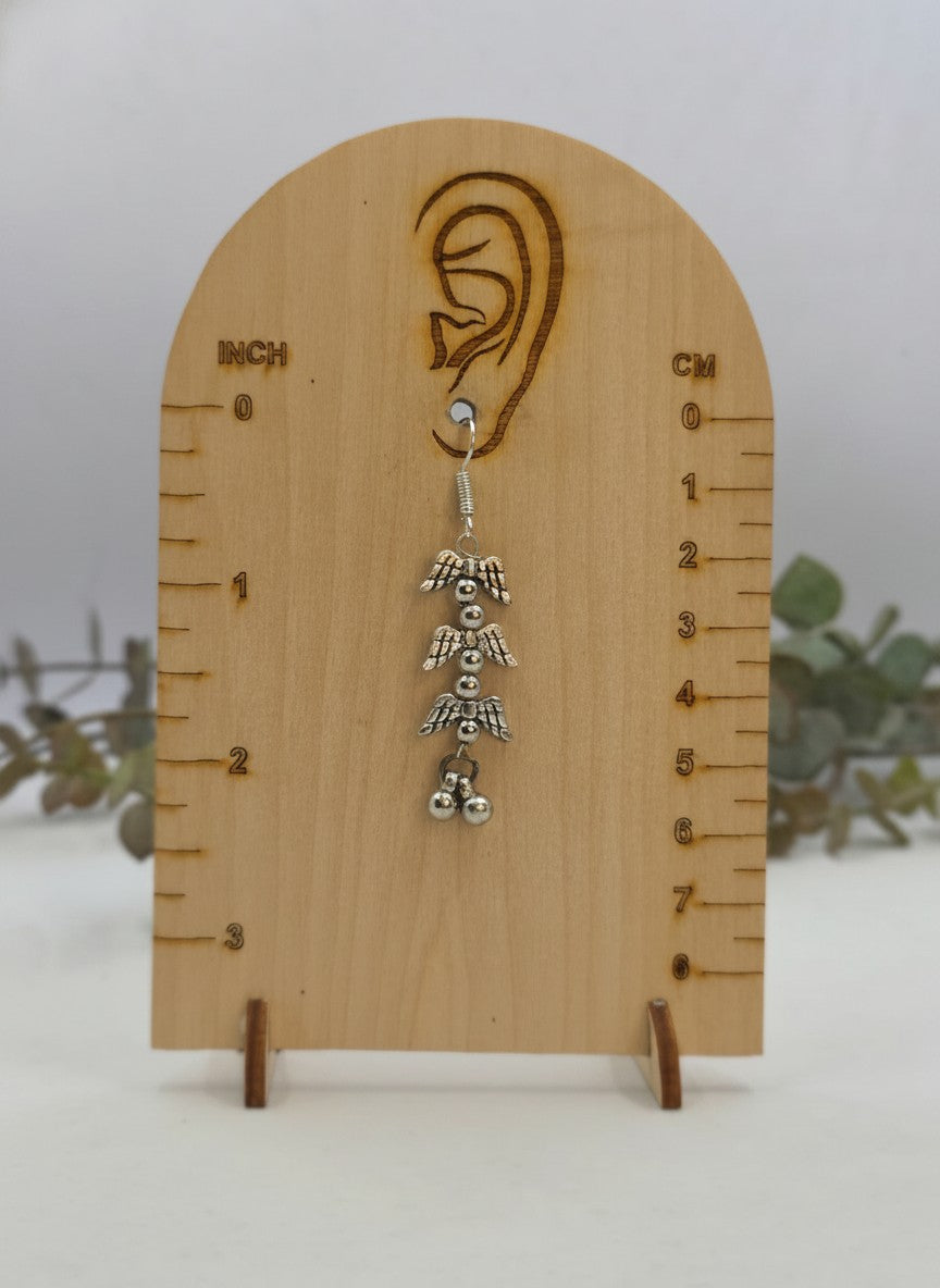 Silver Oxidized Angel Wing Dangler Hook Earrings for Women - Casual Everyday Wear