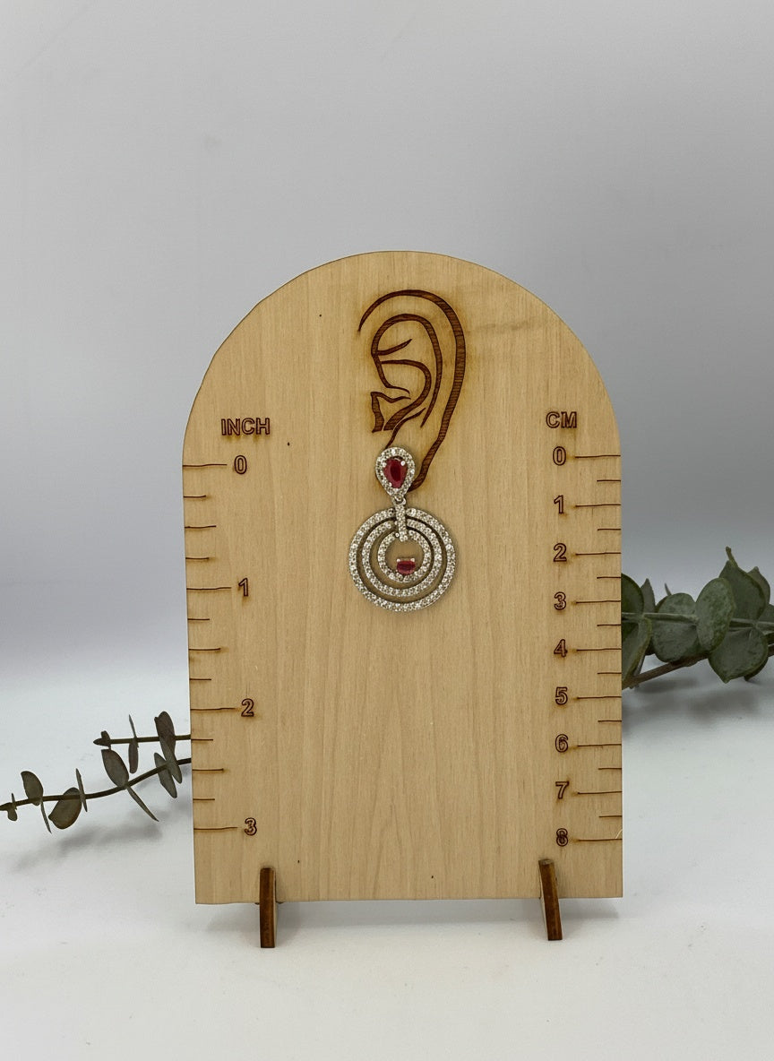 Trendy Silver Plated American Diamond Circular Motif Design Dangler Drop Earrings