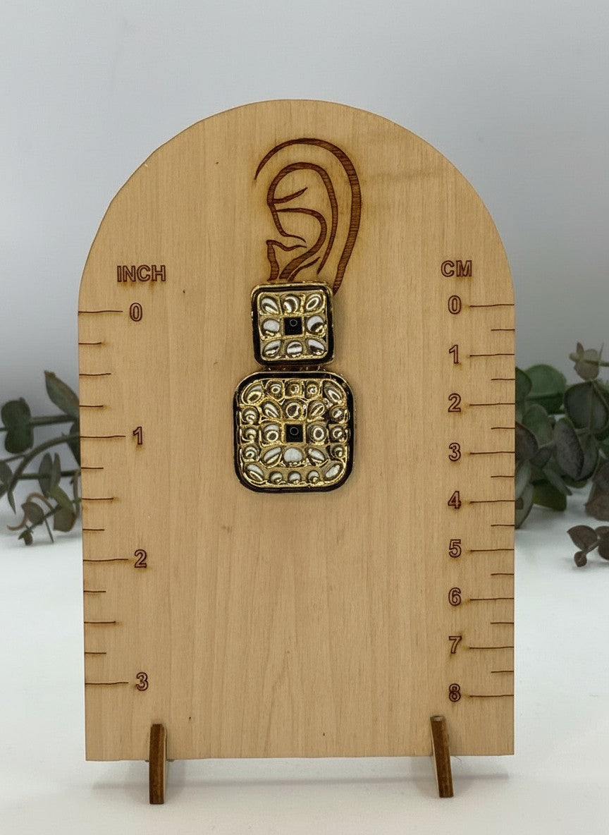 Designer Gold Plated Kundan Drop Earrings in Mehndi Polish