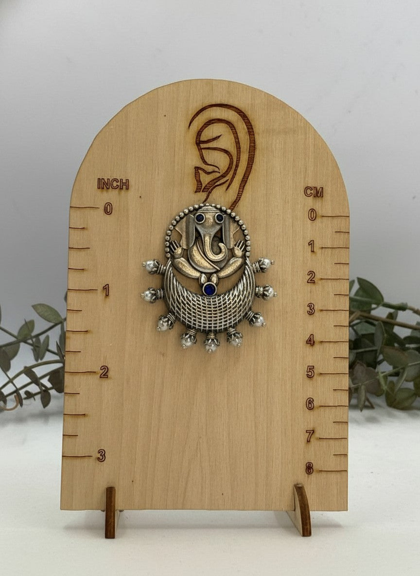 Silver Oxidized Ganesha Motif Stud Earrings with Intricate Detailing for Women - Special Occasions