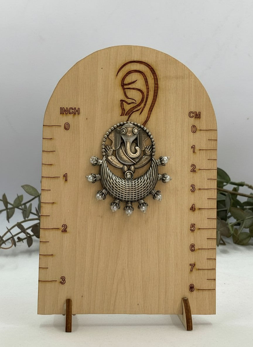 Silver Oxidized Ganesha Motif Stud Earrings with Intricate Detailing for Women - Special Occasions