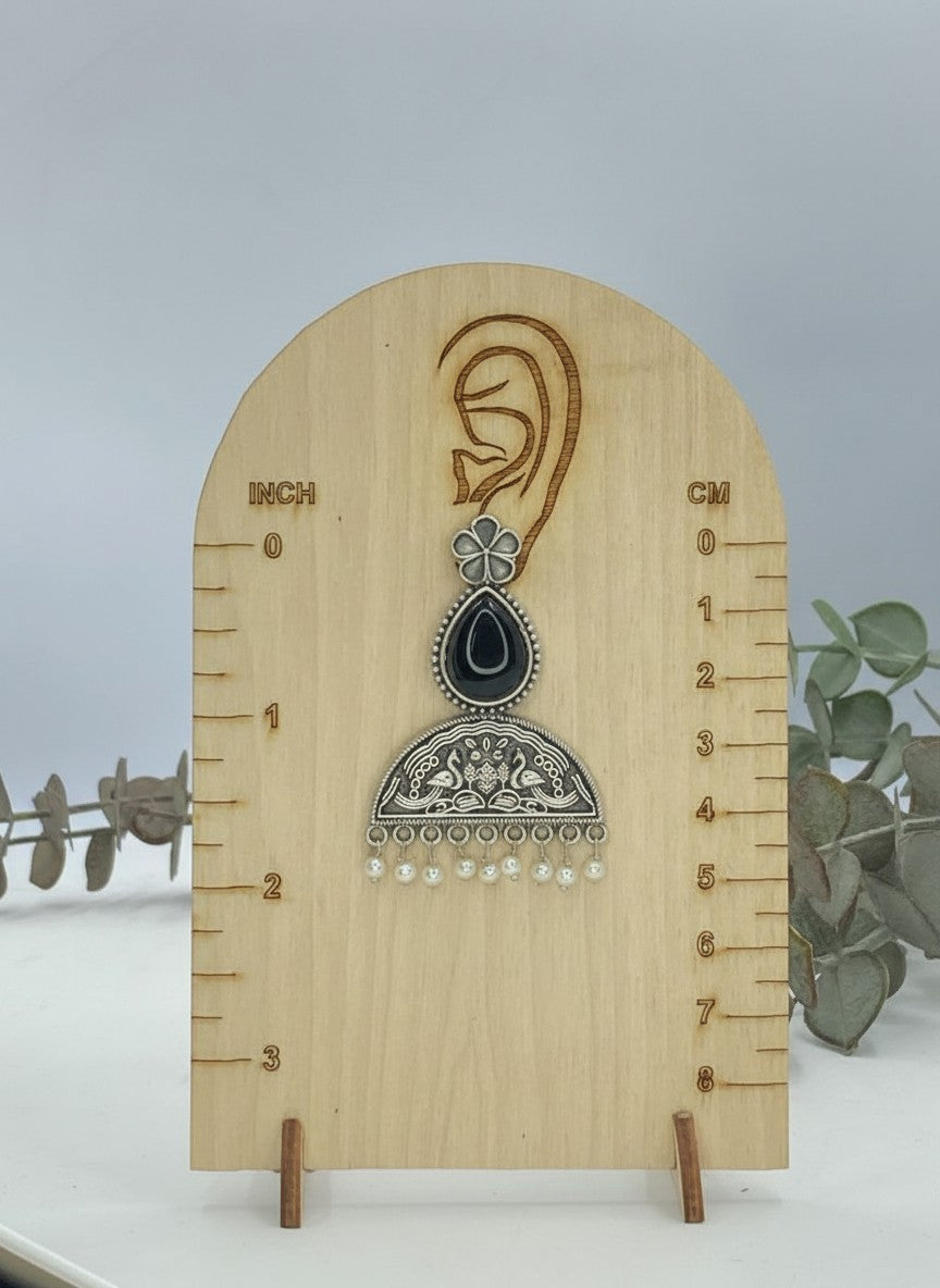 Mayura Floral Motifs Black Monalisa Stone Dangler Earrings with Pearl detailing for Women - All Occasions