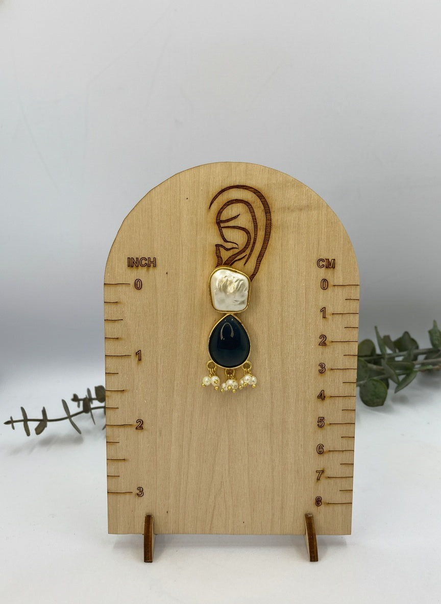 Trendy Gold Plated Matte Finish Artificial Stones and Pearl Dangler Earrings