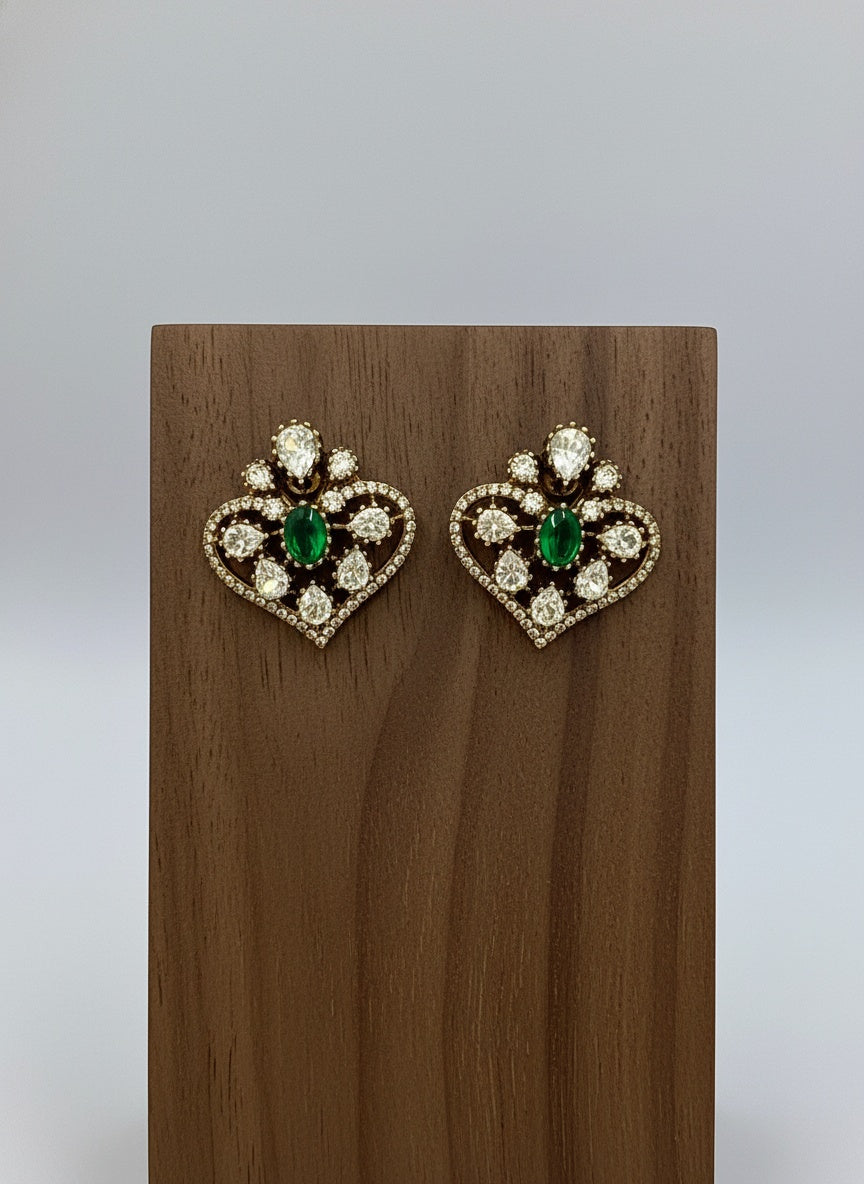 Victorian Gold Plated Polki Stud Earrings