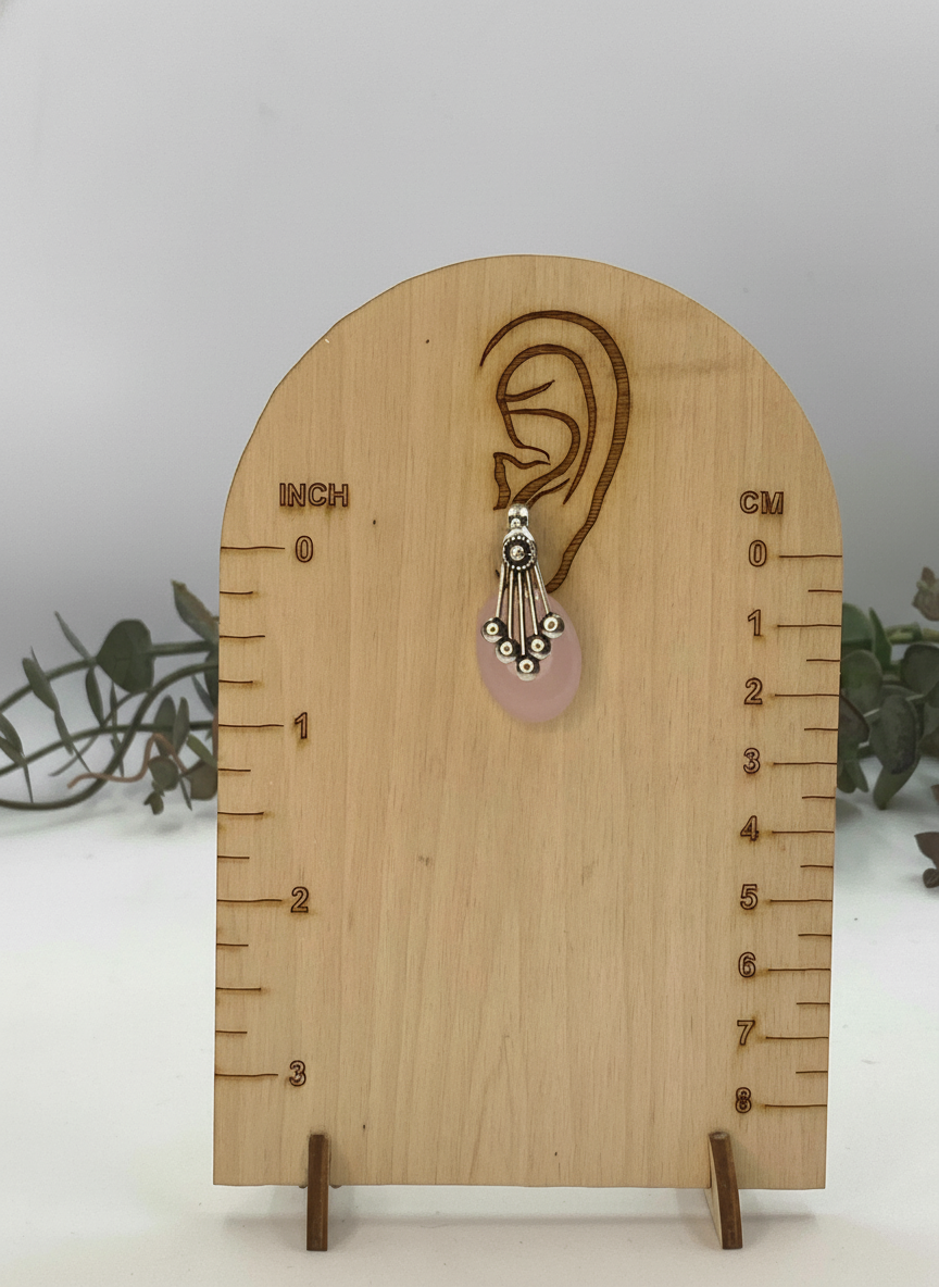 Silver Oxidized Ethnic Chain Necklace Set in Oval Design Rose Quartz for Women - Everyday Wear