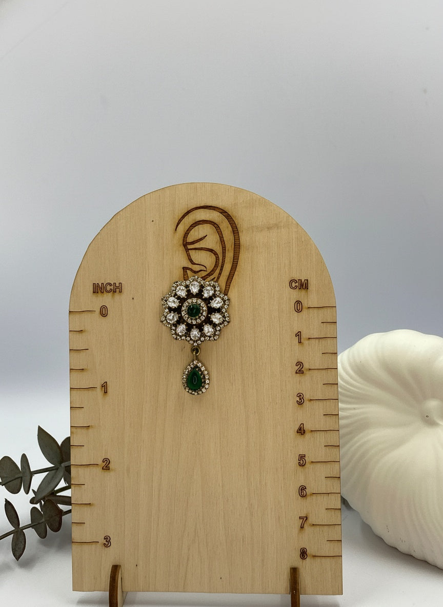 Victorian Gold Plated Polki Stud Earrings with Stone Drop