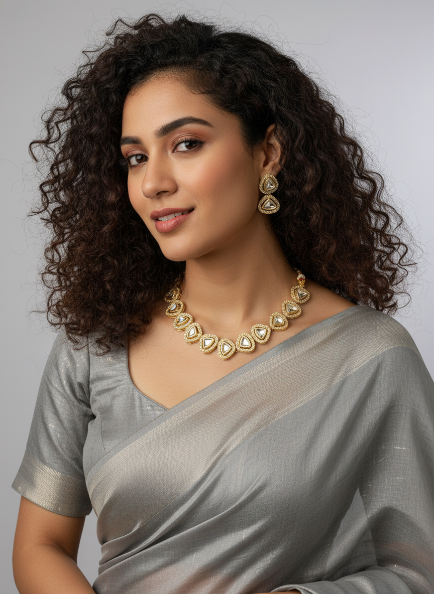 Gold Plated Kundan Necklace Set