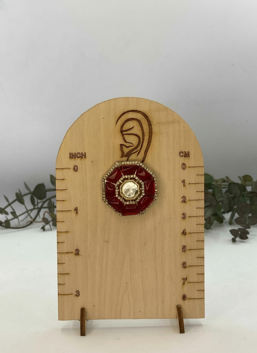 Red Octagon Kundan Jewelry Set – Choker with Matching Studs