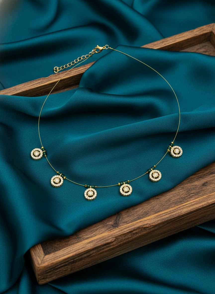 Gold plated Invisible Chain Kundan and Pearl Necklace for Women