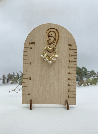 Gold Plated Heart Studs with Pearl Tassel Earrings for Women - Formal Fusion Wear