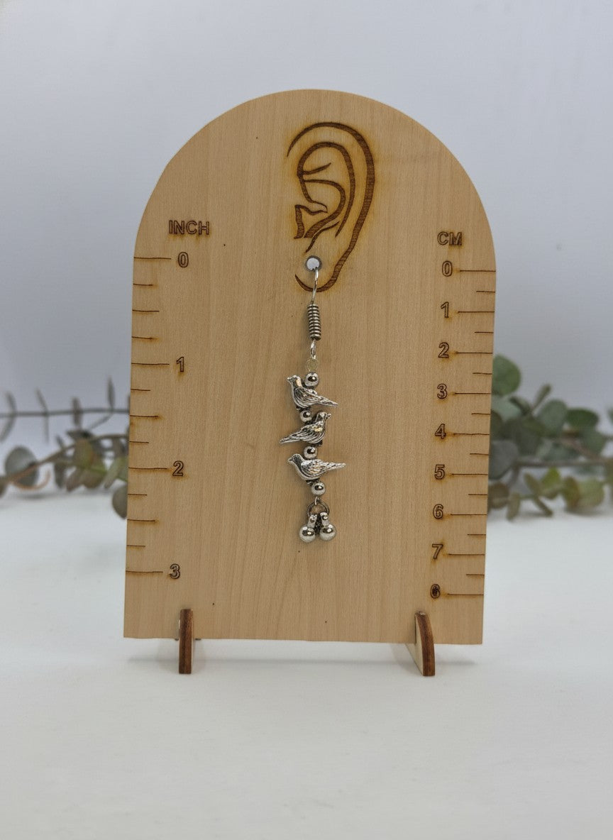 Silver Oxidized Bird Charm Dangler Hook Earrings for Women - Casual Wear