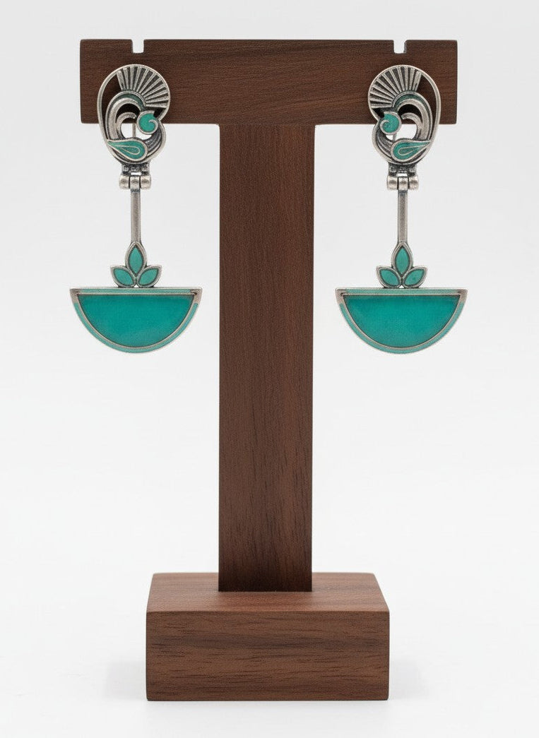 Abstract Mayura Mint Monalisa Stone Dangler Earrings for Women - All Occasion Wear 