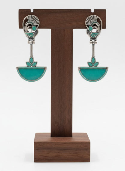 Abstract Mayura Mint Monalisa Stone Dangler Earrings for Women - All Occasion Wear 