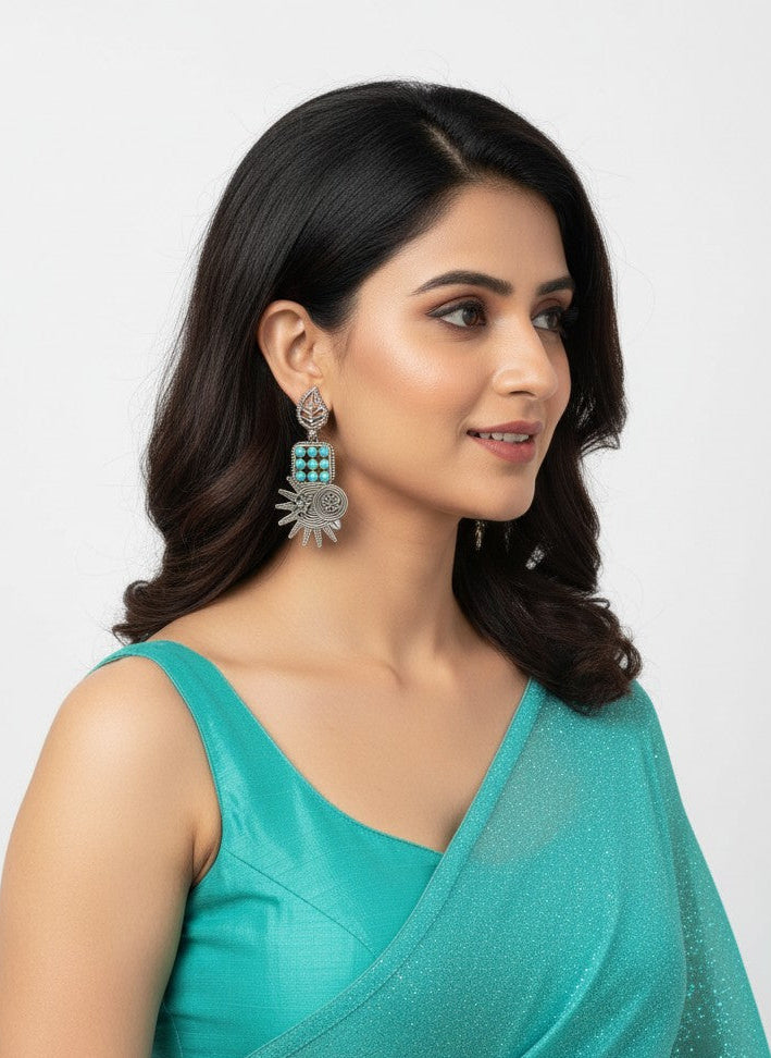 Antique Silver Oxidized Dangler Earrings for Women - All Occasion Wear