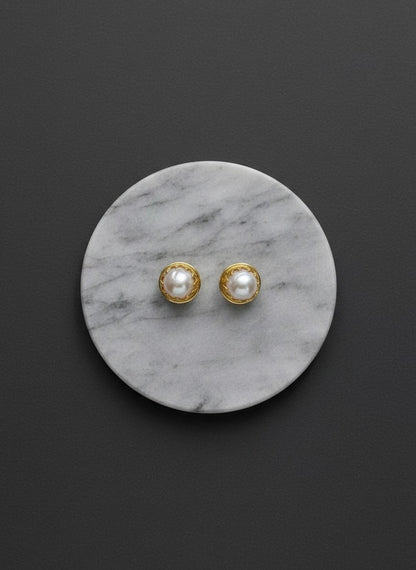 Baroque Pearl Gold Stud Earrings for Women - All Occasion wear