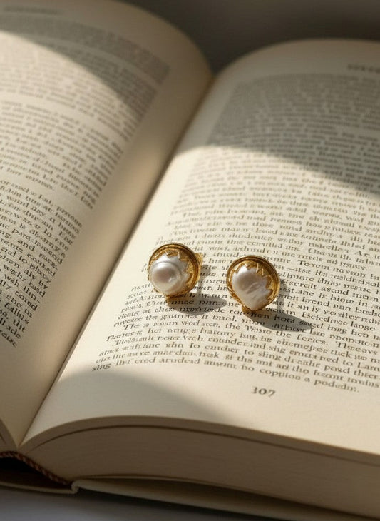 Baroque Pearl Gold Stud Earrings for Women - All Occasion wear