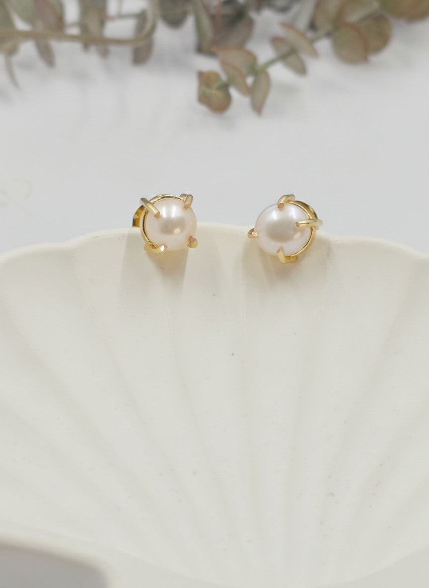Classic Pearl Solitaire Stud Earrings for Women - A Must Have Piece