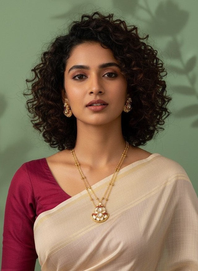 Classic Polki Kundan Gold Plated Long Necklace Set with Earrings for Women - Festive Minimal Wear