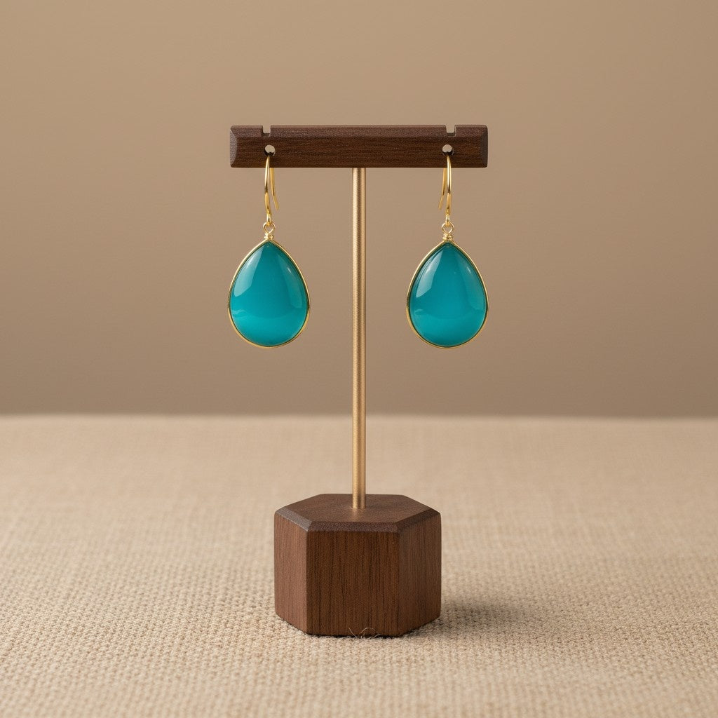 Trendy Gold Plated Drop Stone Dangler Earrings