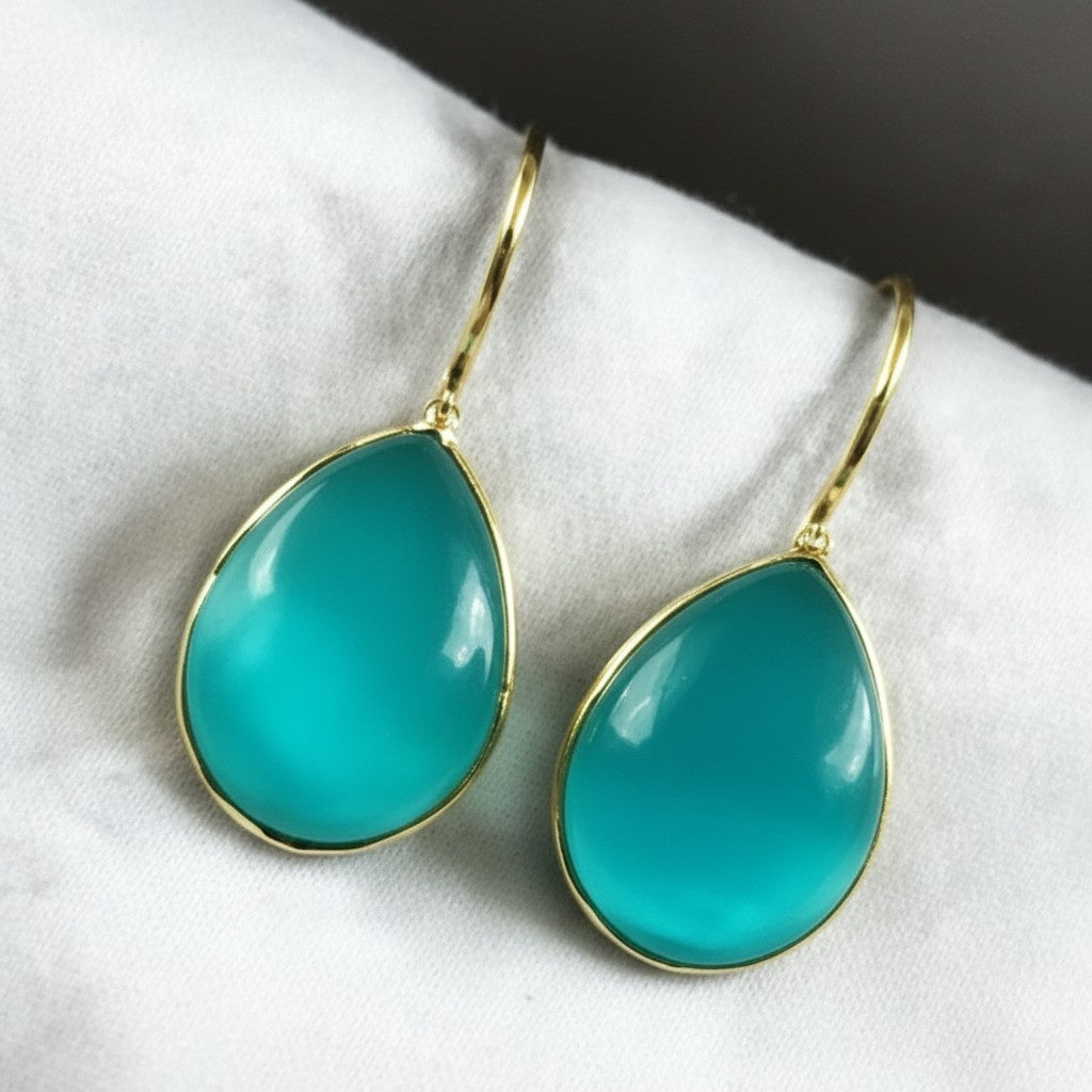 Trendy Gold Plated Drop Stone Dangler Earrings