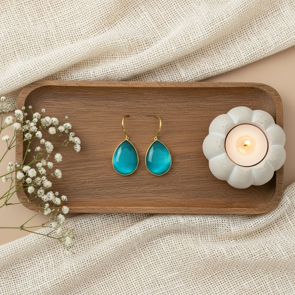 Trendy Gold Plated Drop Stone Dangler Earrings