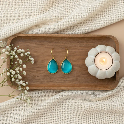 Trendy Gold Plated Drop Stone Dangler Earrings