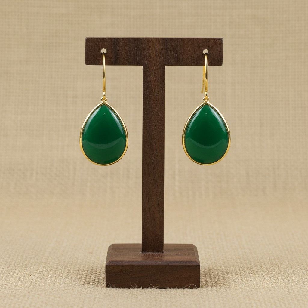 Trendy Gold Plated Drop Stone Dangler Earrings