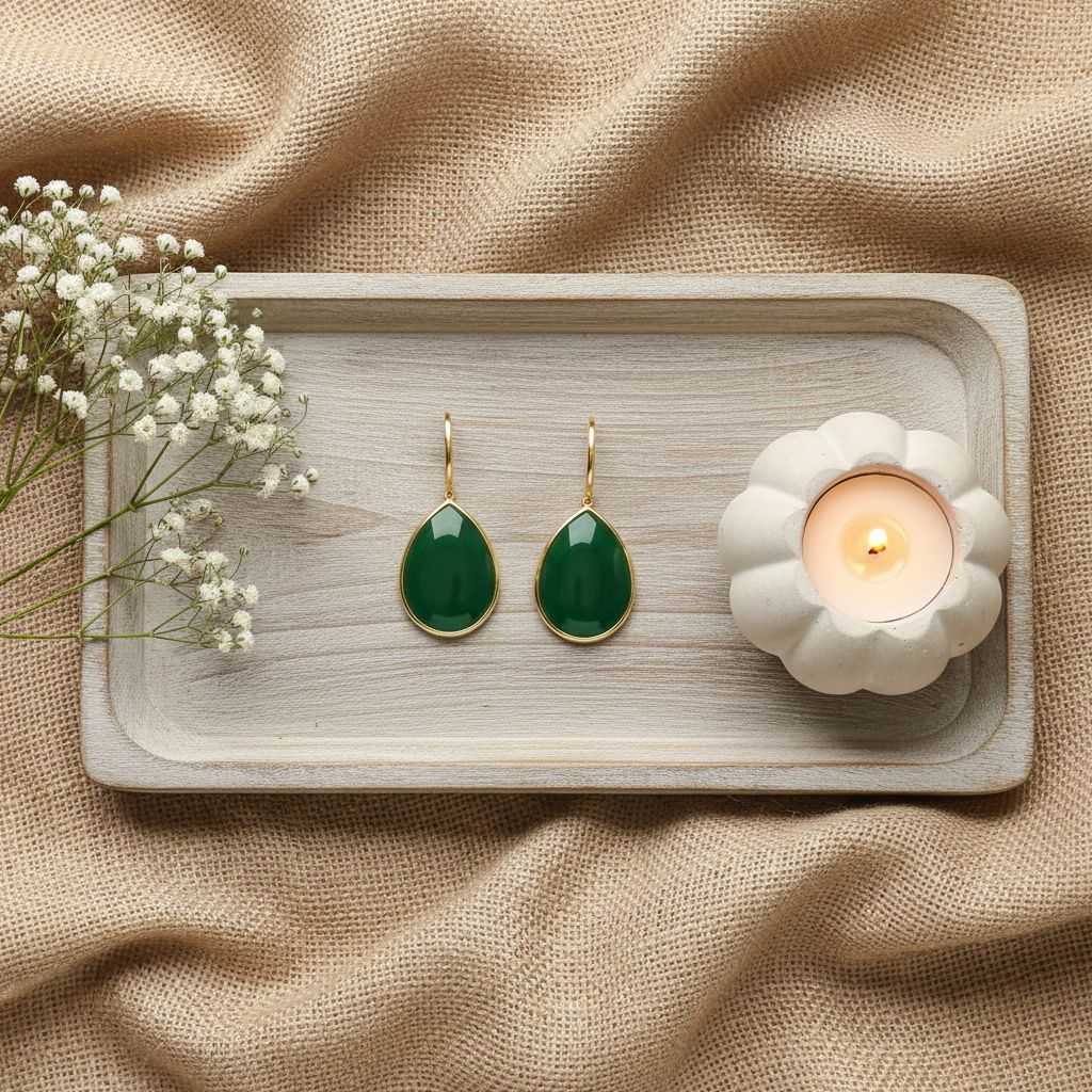 Trendy Gold Plated Drop Stone Dangler Earrings