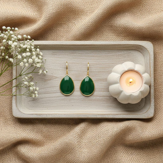 Trendy Gold Plated Drop Stone Dangler Earrings