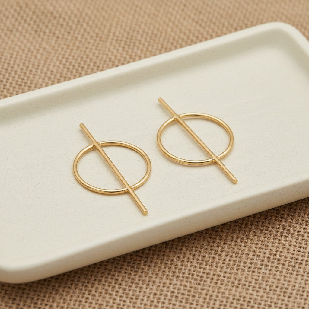 Trendy Western Style Geometric Circle Gold plated Earring for Women