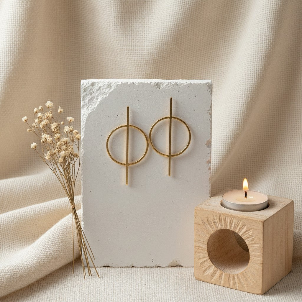 Trendy Western Style Geometric Circle Gold plated Earring for Women