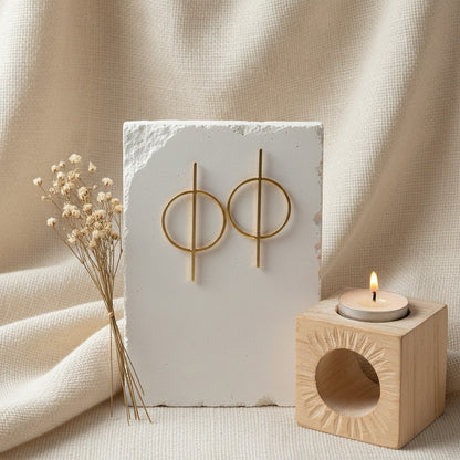 Trendy Western Style Geometric Circle Gold plated Earring for Women