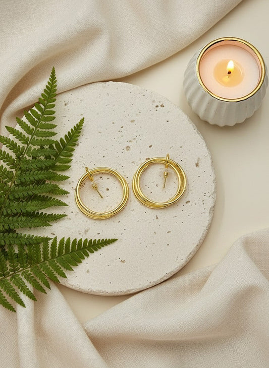 Trendy Gold Plated Geometric Stud Earrings for Women