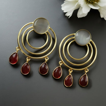 Gold Plated Round Dangler Drop Earrings for Women