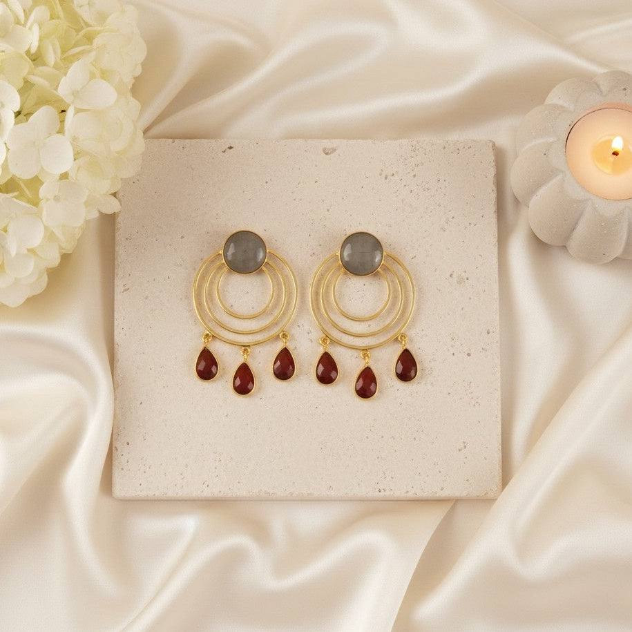 Gold Plated Round Dangler Drop Earrings for Women